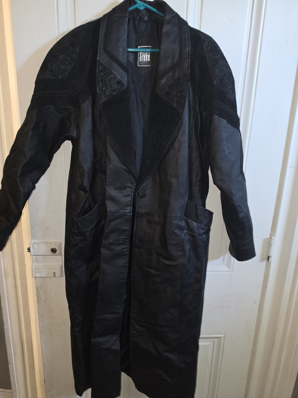 Vintage Long Black Leather Coat - Unidentified Brand
